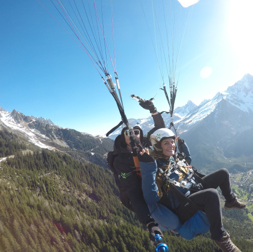 Vol freestyle parapente biplace a Chamonix