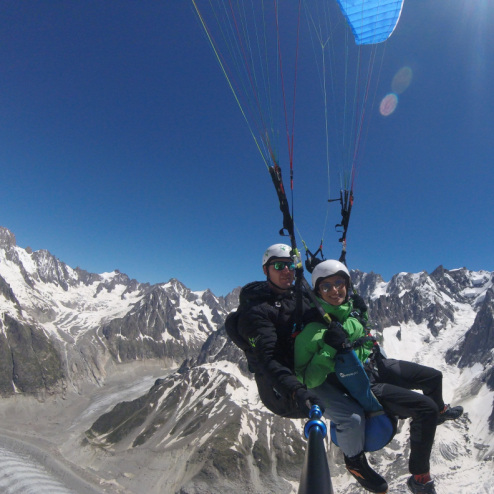 Vol en biplace parapente depuis le Sommet de l'aiguille du midi